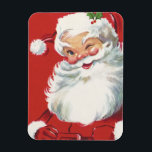 Magnet Flexible Noël Vintage, Jolly Winking Père Noël<br><div class="desc">Illustration vintage Design de Noël avec un joyeux Père Noël joyeux,  portant un casquette et en train de se baigner comme s'il avait un secret. Ho,  ho,  ho,  Joyeux Noël !</div>