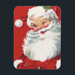 Magnet Flexible Noël Vintage, Jolly Winking Père Noël<br><div class="desc">Illustration vintage Design de Noël avec un joyeux Père Noël joyeux,  portant un casquette et en train de se baigner comme s'il avait un secret. Ho,  ho,  ho,  Joyeux Noël !</div>
