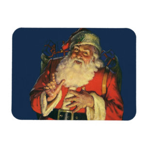 Magnet Flexible Noël vintage, joyeux Père Noël avec des jouets
