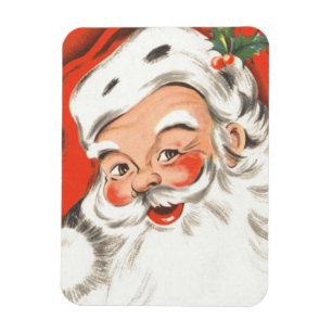 Magnet Flexible Noël vintage, joyeux Père Noël avec sourire