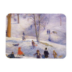 Magnet Flexible Noël vintage, traîneau, Central Park Glackens