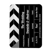 Magnet Flexible Noir Blanc Clignotement de la carte Mariage Enregi (Vertical)