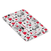 Magnet Flexible Noir Blanc Cute Chat Coeur Rouge (Côté Droit)