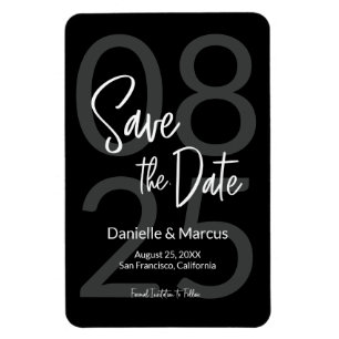 Magnet Flexible Noir blanc minimaliste Enregistrer la typographie