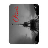 Magnet Flexible Noir Blanc Paris Nuit Tour Eiffel européenne (Vertical)