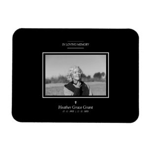 Magnet Flexible Noir Blanc Sophistiqué Minimaliste Photo Funéraill