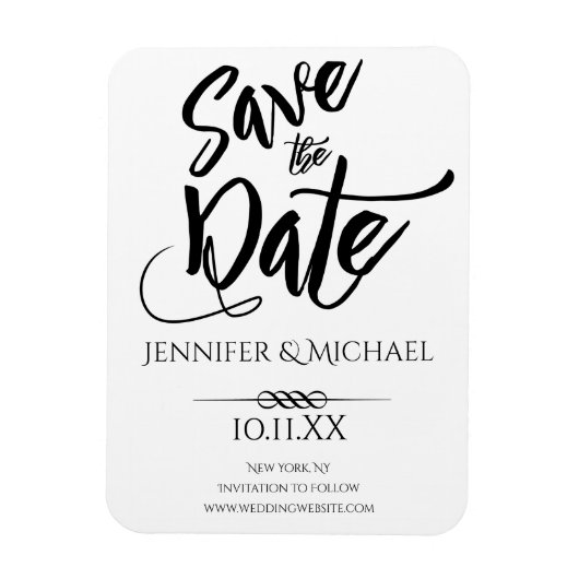 Magnet Flexible Noir et blanc Enregistrer la date (Vertical)