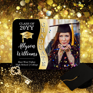 Magnet Flexible Noir Gold Graduate Wave Grad Casquette photo