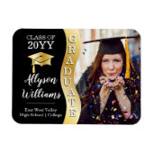 Magnet Flexible Noir | Gold Graduate Wave Grad Casquette photo (Horizontal)