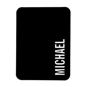 Magnet Flexible Noir moderne minimaliste Nom personnalisé