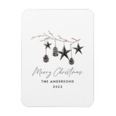 Magnet Flexible Noir moderne scandi élégant script Noël Vacances (Vertical)