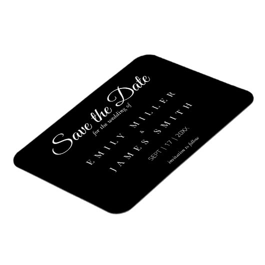 Magnet Flexible Noir noir simple Noir mariage Enregistrer la date (Côté Gauche)