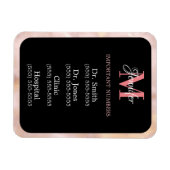 Magnet Flexible Noir Rose et Blanc Numéros Importants Monogrammés (Horizontal)