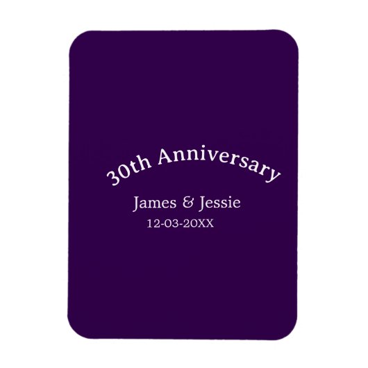 Magnet Flexible nom de date d'anniversaire de mariage 30 ans simpl (Vertical)