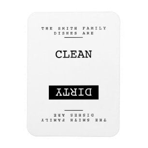 Magnet Flexible Nom de famille Noir & Blanc Propre Sale Lave-vaiss
