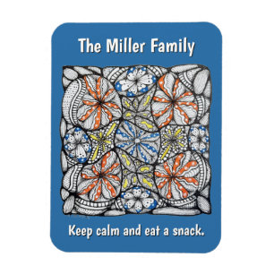Magnet Flexible Nom de famille personnalisé Restez calme et mangez