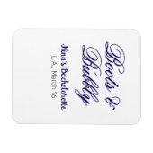 Magnet Flexible nom de fête de bachelorette Boots & Bubble purplep (Horizontal)