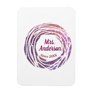 Magnet Flexible nom de Mme rose bordeaux bordure depuis année mari
