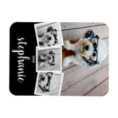 Magnet Flexible Nom de script de collage photo tendance blanc noir (Horizontal)