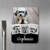 Magnet Flexible Nom de script de collage photo tendance blanc noir