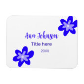 Magnet Flexible Nom du doodle fleur bleu année 20XX profession (Horizontal)
