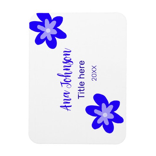 Magnet Flexible Nom du doodle fleur bleu année 20XX profession (Vertical)