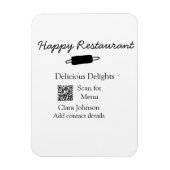 Magnet Flexible Nom du restaurant scan QR menu ajouter les coordon (Vertical)