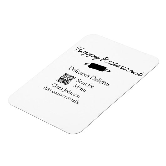 Magnet Flexible Nom du restaurant scan QR menu ajouter les coordon (Côté Gauche)