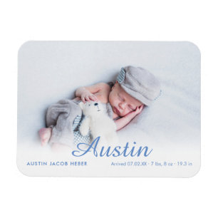 Magnet Flexible Nom du script photo simple Faire-part de naissance