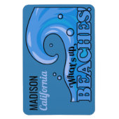 Magnet Flexible Nom et emplacement personnalisés Funny Beach Vague (Vertical)