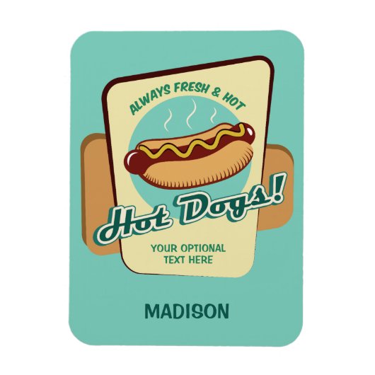 Magnet Flexible Nom et texte personnalisés Hot Dog (Vertical)