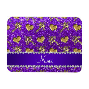 Magnet Flexible Nom indigo violet parties scintillant or rose coeu