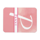 Magnet Flexible Nom Monogramme Aquarelle rose (Horizontal)