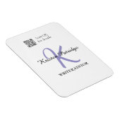 Magnet Flexible Nom monogramme violet écrivain modifier QR code en (Côté Droit)