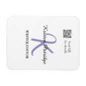 Magnet Flexible Nom monogramme violet écrivain modifier QR code en (Horizontal)