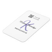 Magnet Flexible Nom monogramme violet écrivain modifier QR code en (Côté Gauche)