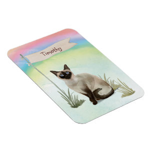 Magnet Flexible Nom personnalisé Chat Siamois Animal de compagnie