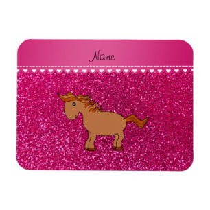 Magnet Flexible Nom personnalisé cheval neon rose chaud parties sc