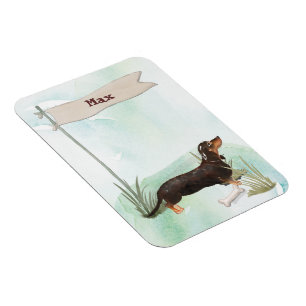 Magnet Flexible Nom personnalisé Chien de compagnie noir et tan Da