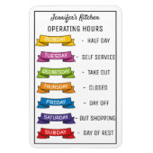 Magnet Flexible Nom personnalisé drôle de cuisine heures d'exploit (Vertical)