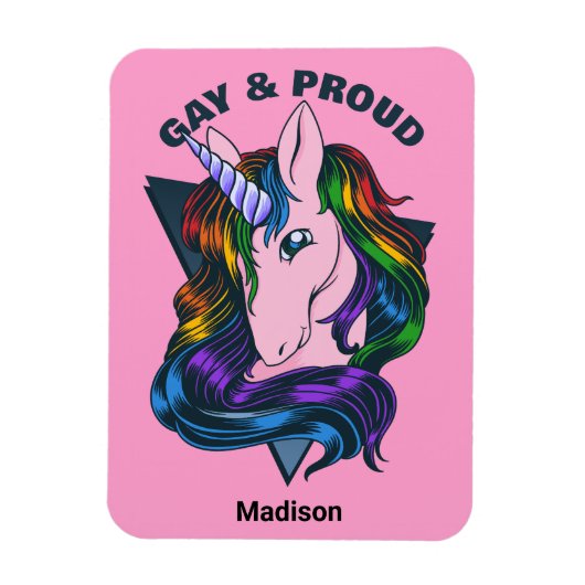 Magnet Flexible Nom personnalisé et texte Gay licorne (Vertical)