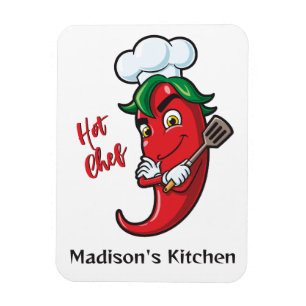 Magnet Flexible Nom personnalisé et texte Hot Pepper Chef