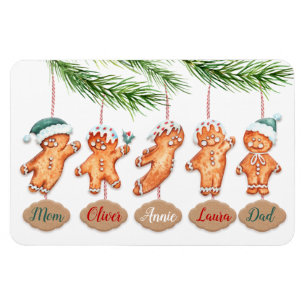 Magnet Flexible Nom personnalisé famille art de Noël Pain d'épices