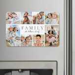 Magnet Flexible Nom personnalisé Famille Photo Collage<br><div class="desc">Ce grand aimant simple et élégant est une belle façon de mettre en valeur des souvenirs chéris. Le design dispose d'espace pour huit photos, disposées dans une bordure autour des bords, tout en gardant l'accent sur le texte significatif au centre. Au centre, "Famille" s'affiche dans une police serif classique, avec...</div>