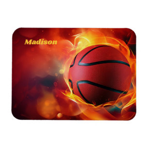 Magnet Flexible Nom personnalisé Flaming Basketball