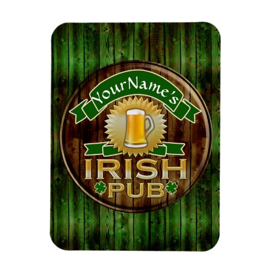 Magnet Flexible Nom personnalisé Irish Pub Signer la Saint Patrick (Vertical)