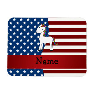Magnet Flexible Nom personnalisé licorne patriotique
