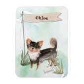 Magnet Flexible Nom personnalisé Long Haired Chihuahua Chien anima (Vertical)