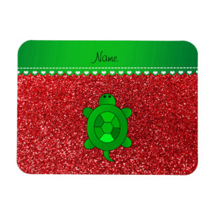 Magnet Flexible Nom personnalisé parties scintillant rouge tortue