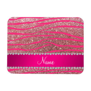 Magnet Flexible Nom rose chaud zèbre rayures rose pastel parties s